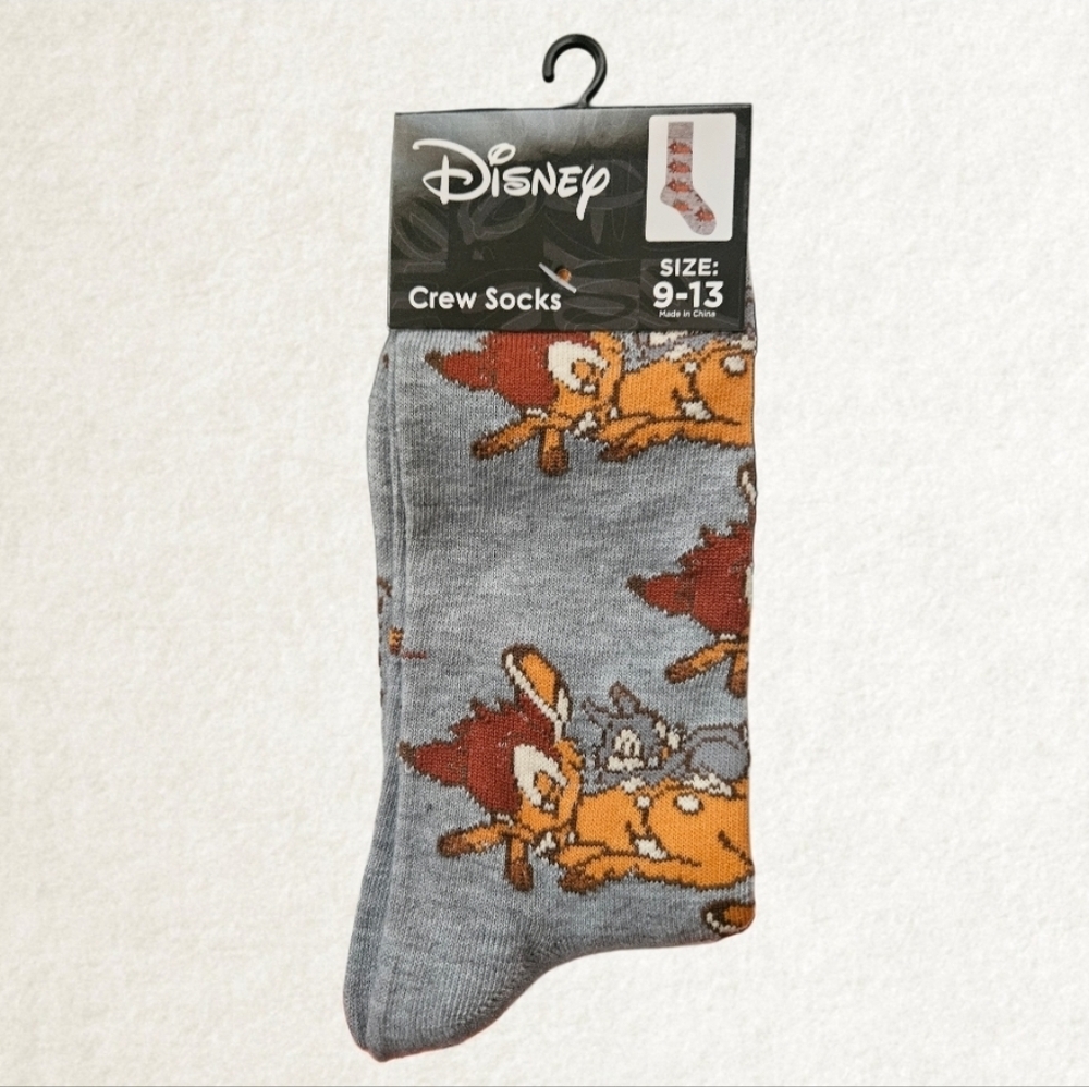Disney Gray and Orange Bambi Crew Socks